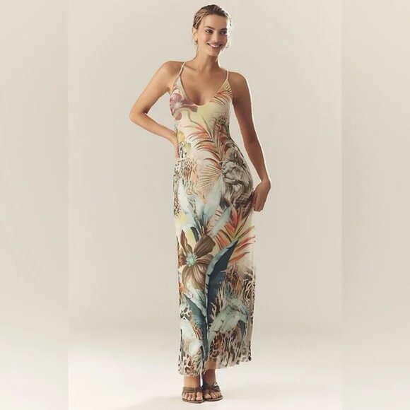 Anthropologie AFRM Romy Sleeveless Scoop-Neck Mesh Maxi Dress - Picture 1 of 6